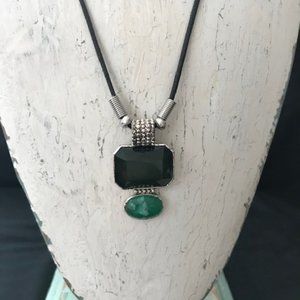 Lia Sophia - Green Cut Crystal Pendant & Necklace